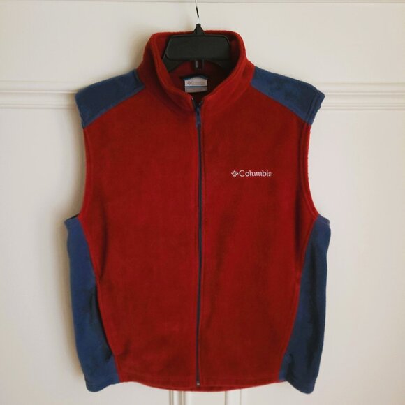 Columbia Steens Mountain  Red & Blue Fleece Full Zip Vest NWT Men's Medium - Picture 1 of 7